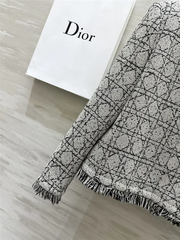 Dior quilted wool fringed coat